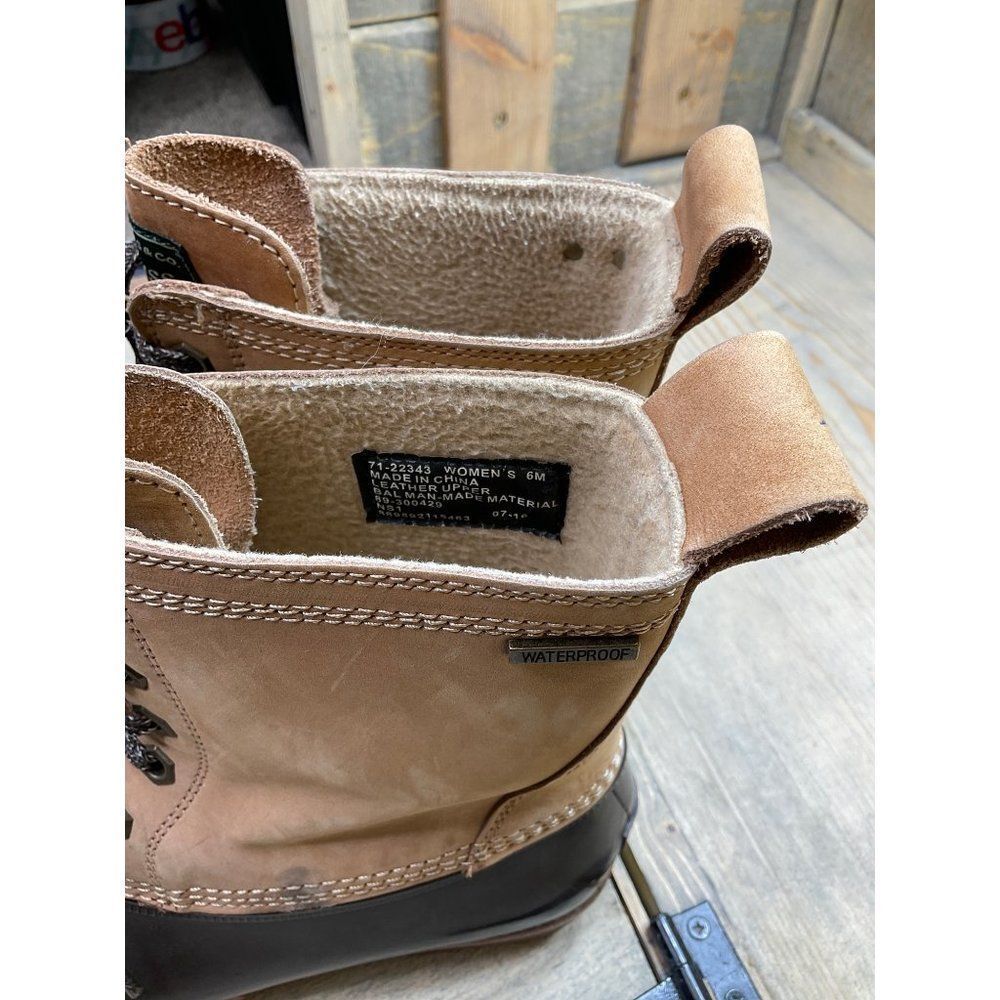 G H Bass Beige Brown Leather Lace Up Waterproof Duck Boots US6 - Picture 5 of 9